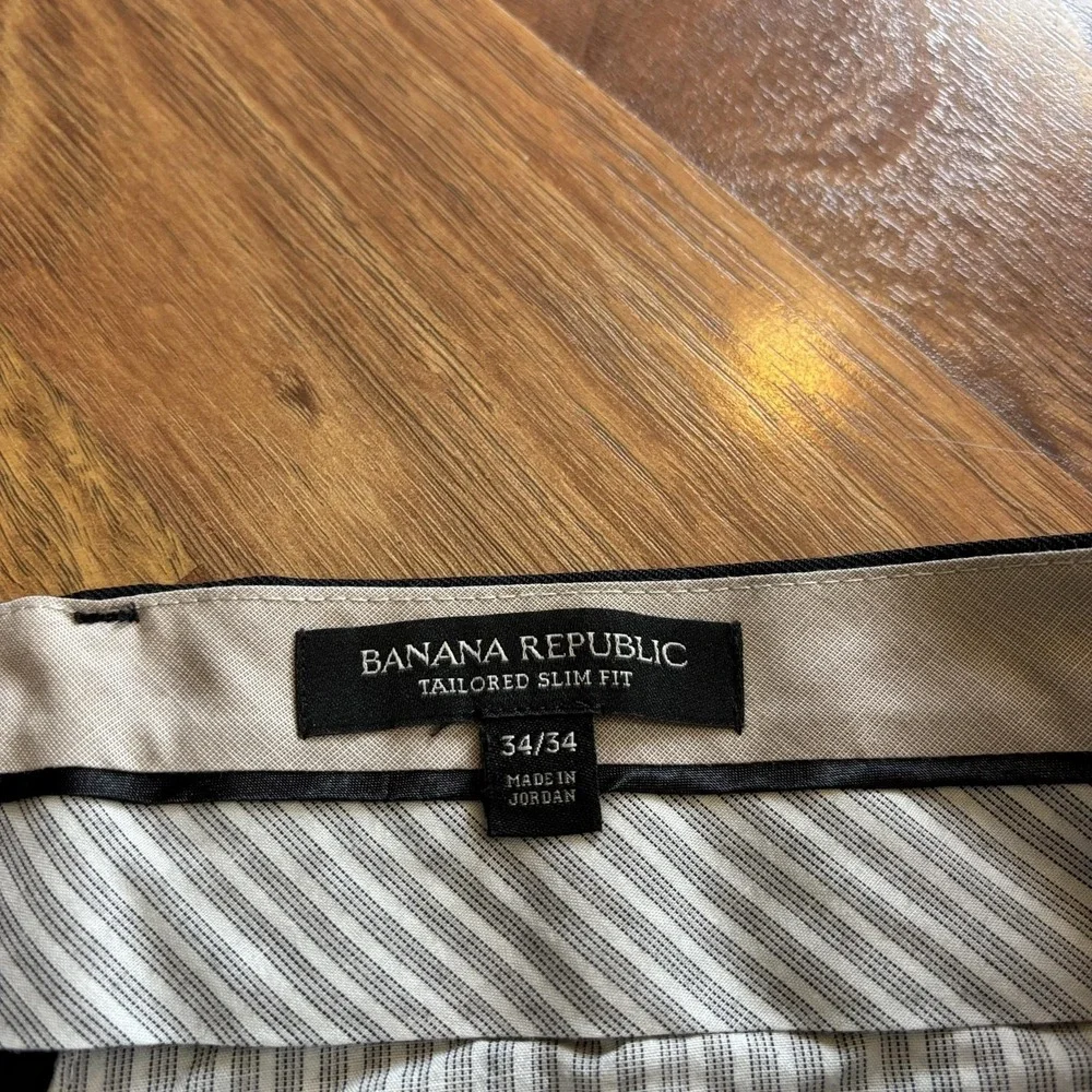 Banana Republic Pants LOT OF 2 Mens 34x34 Black Gray Slim Fit Flat Front Dress